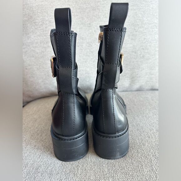 Coach Lacey Leather Lug-Sole Ankle Boots Black Size 8.5 - Picture 7 of 9